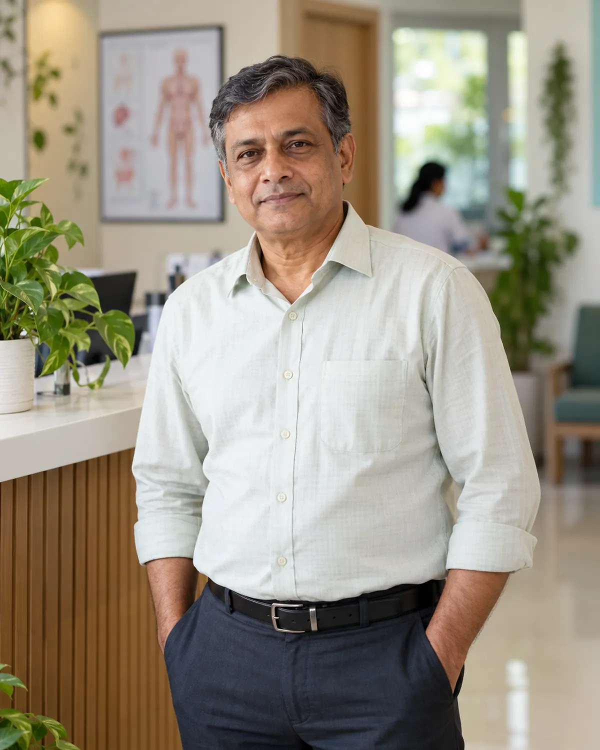 Kamal Hossain, 52, Runs a nutrition clinic. AI-generated illustration.